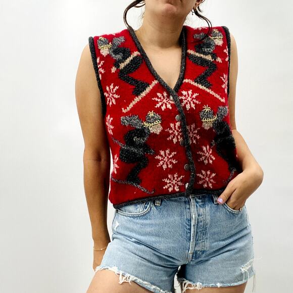 Vintage Christmas Red Sweater Vest - Picture 5 of 6